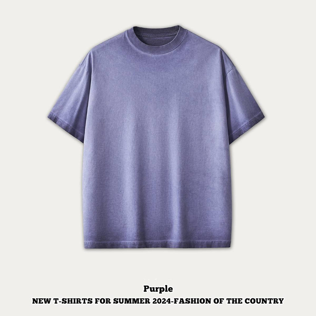 mens 280gsm washed 24SS301-24SK701 Oversize Tshirt - Dusty Purple XS | Honfit