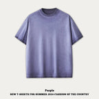 mens 280gsm washed 24SS301-24SK701 Oversize Tshirt - Dusty Purple XS | Honfit