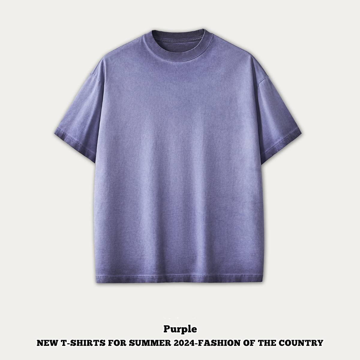 mens 280gsm washed 24SS301-24SK701 Oversize Tshirt - Dusty Purple XS | Honfit