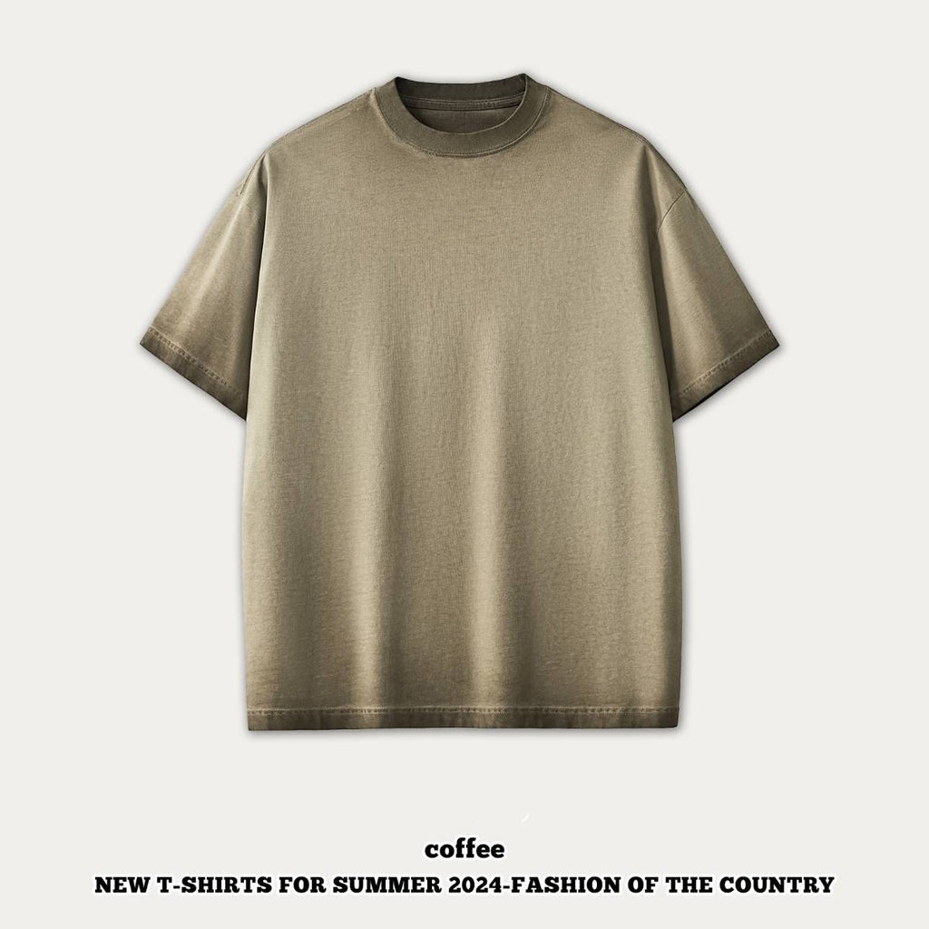 mens 280gsm washed 24SS301-24SK701 Oversize Tshirt - Medium Coffee XS | Honfit