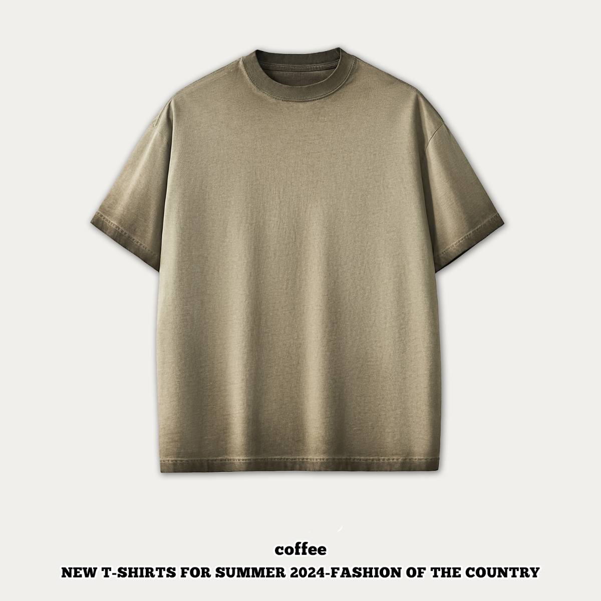 mens 280gsm washed 24SS301-24SK701 Oversize Tshirt - Medium Coffee XS | Honfit