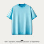 mens 280gsm washed 24SS301-24SK701 Oversize Tshirt - Ice Blue XS | Honfit
