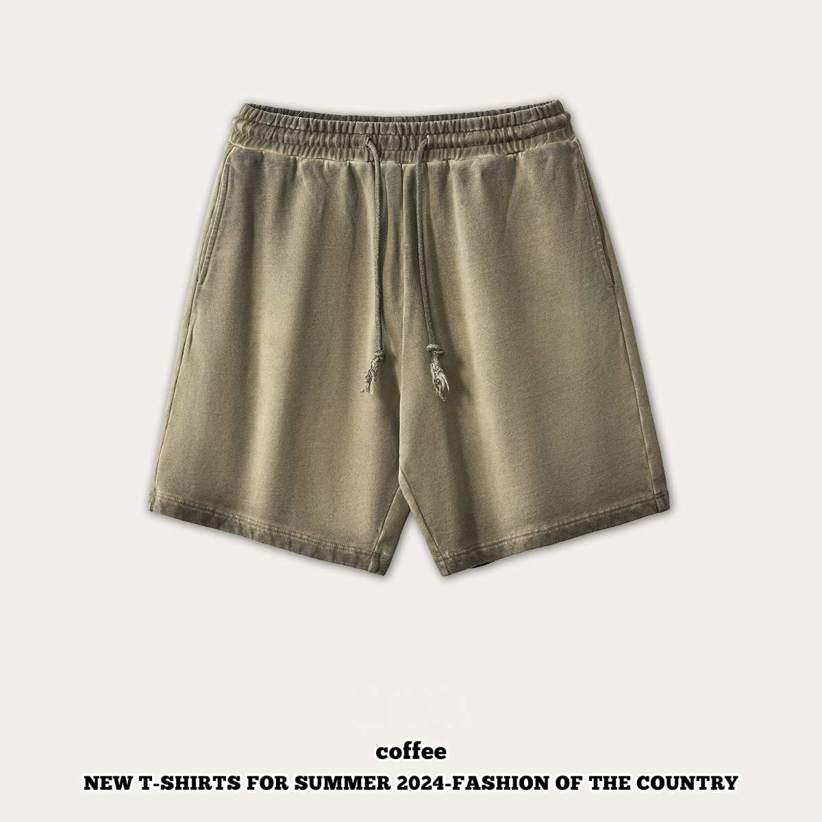 mens 280gsm washed 24SS301-24SK701 Shorts print logo 3