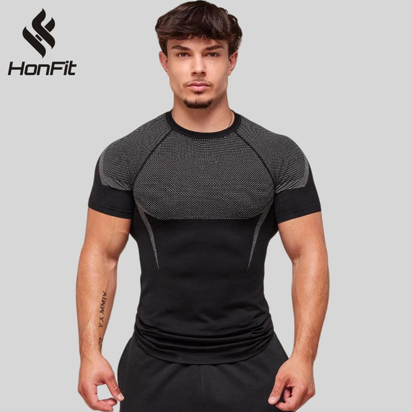 Mens Seamless 95%polyester 5%spandex tshirt 251112 - Honfitwear