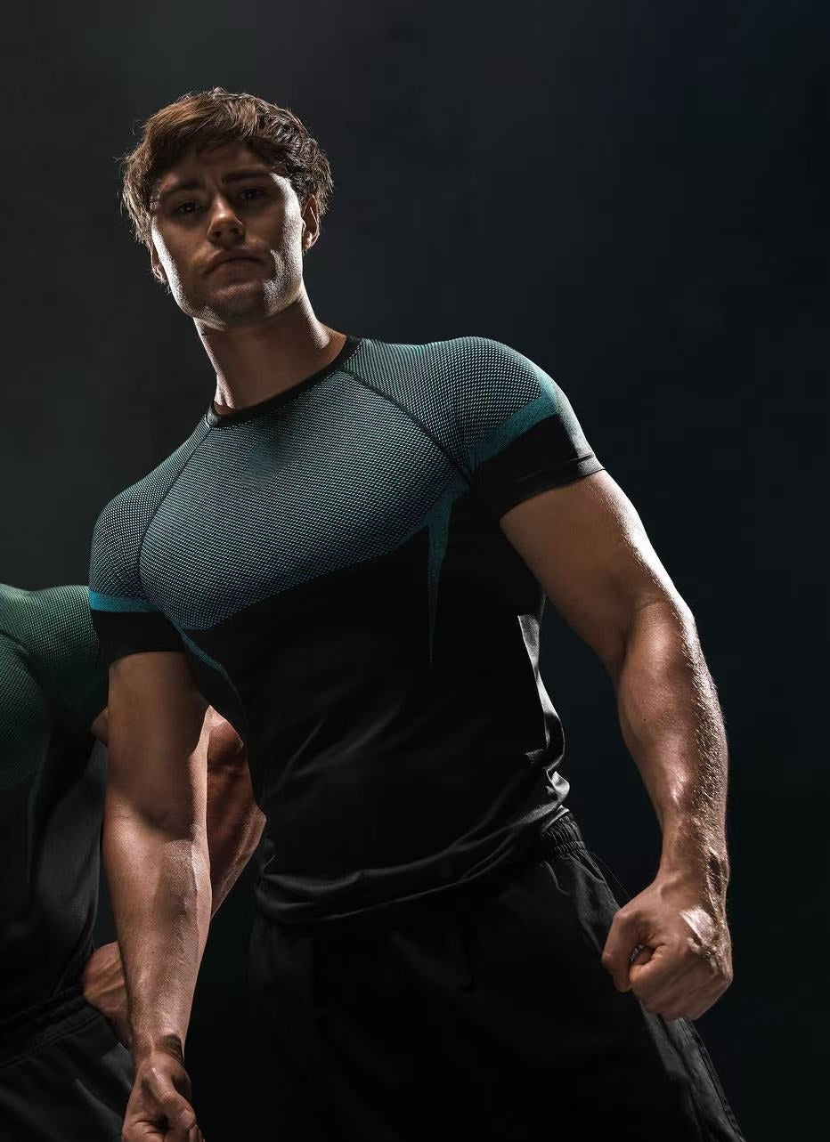 Mens Seamless 95%polyester 5%spandex tshirt 251112