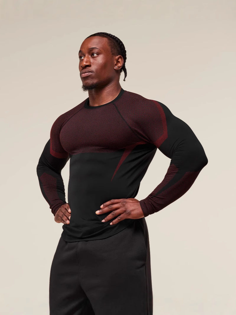Mens Seamless 95%polyester 5%spandex Long Sleeve Shirt 251113