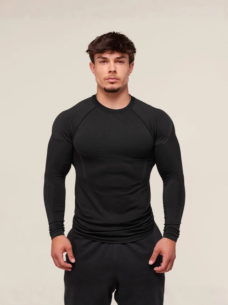 Mens Seamless 95%polyester 5%spandex Long Sleeve Shirt 251113