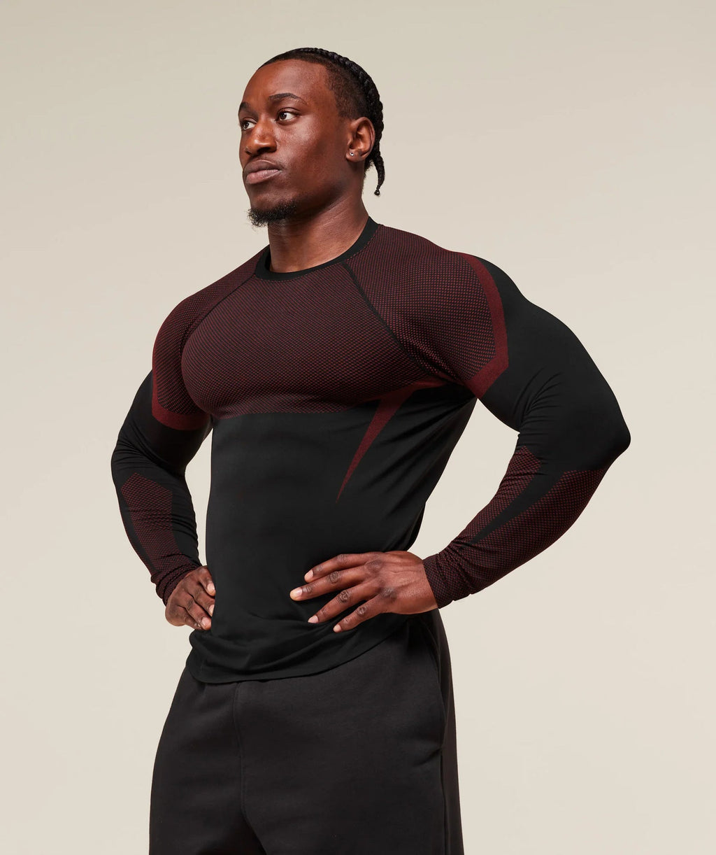 Mens Seamless 95%polyester 5%spandex Long Sleeve Shirt 251113