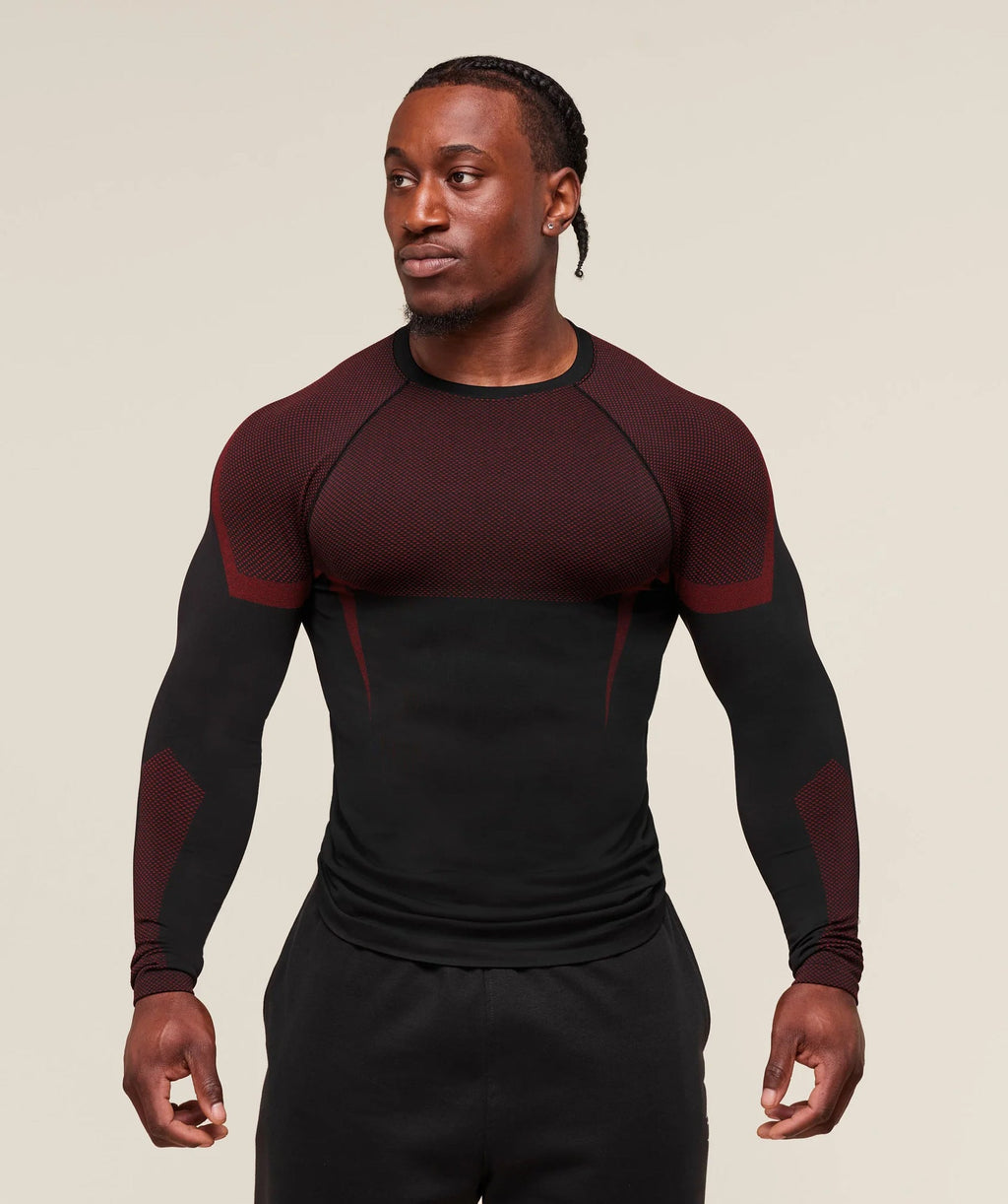 Mens Seamless 95%polyester 5%spandex Long Sleeve Shirt 251113