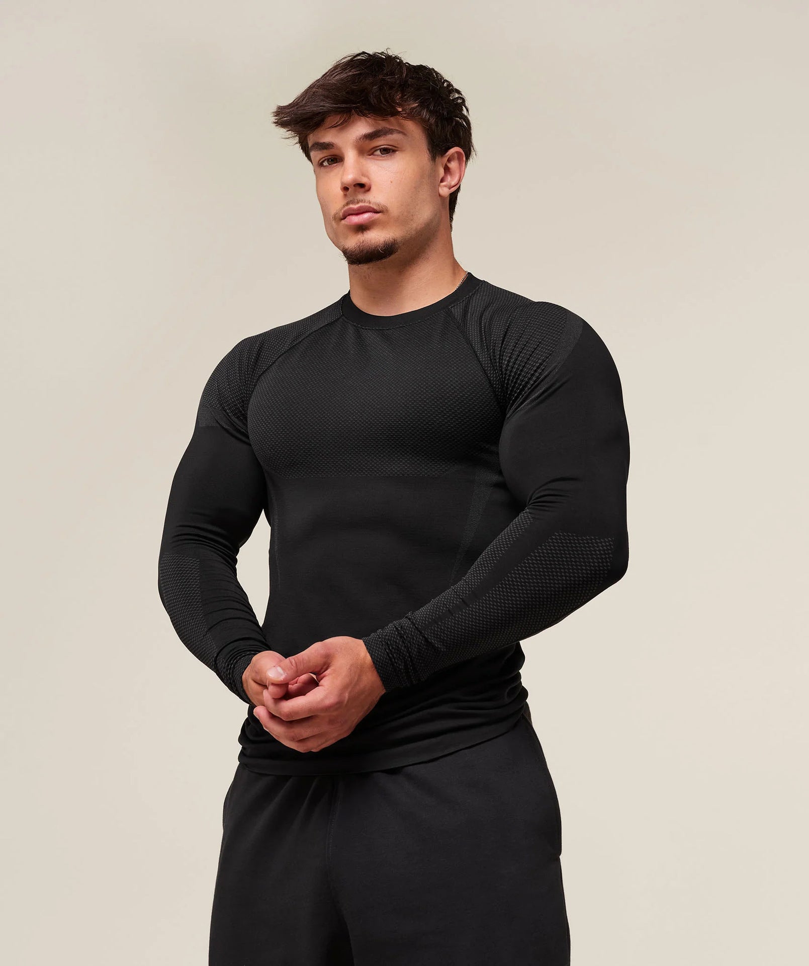 Mens Seamless 95%polyester 5%spandex Long Sleeve Shirt 251113