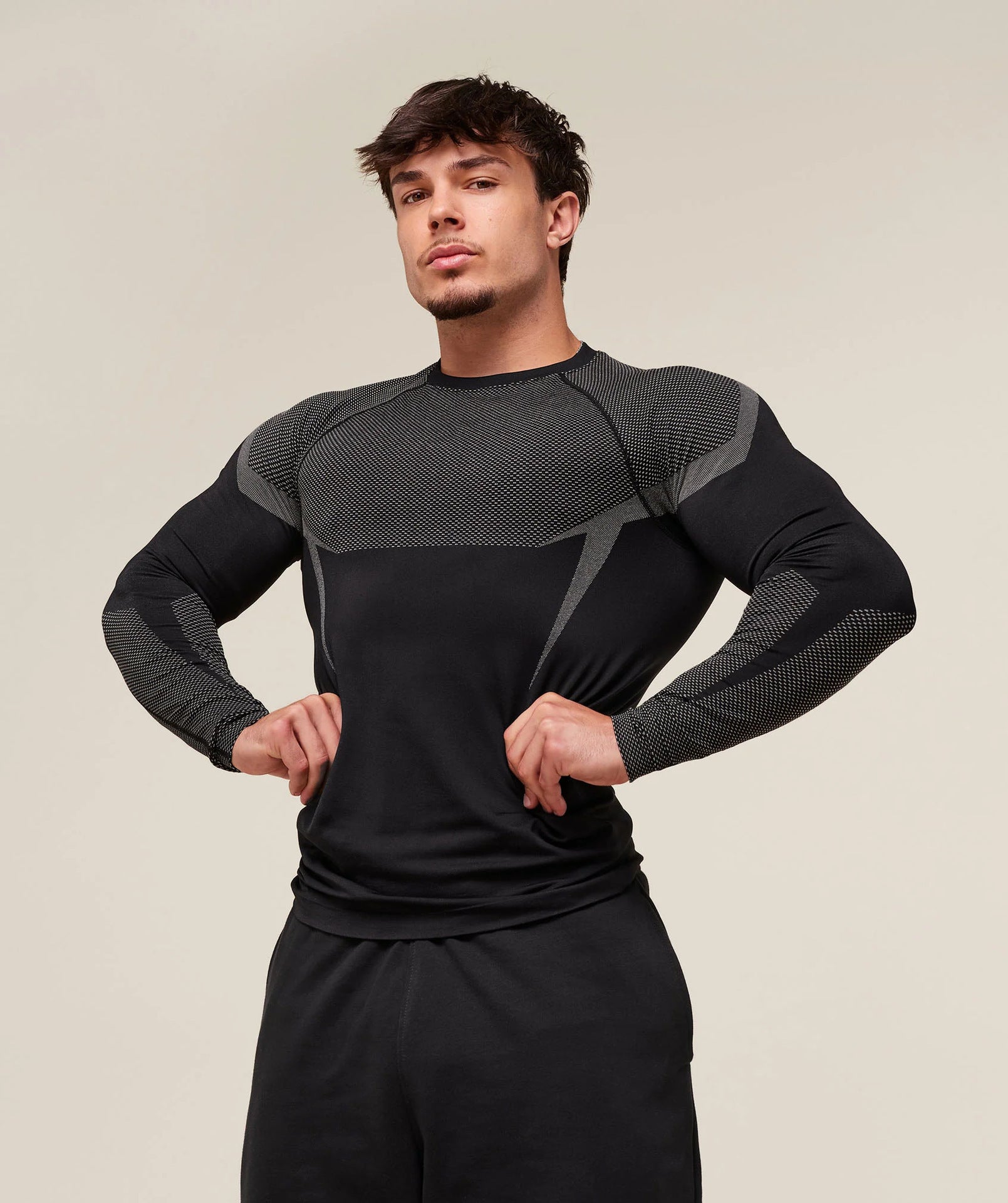 Mens Seamless 95%polyester 5%spandex Long Sleeve Shirt 251113