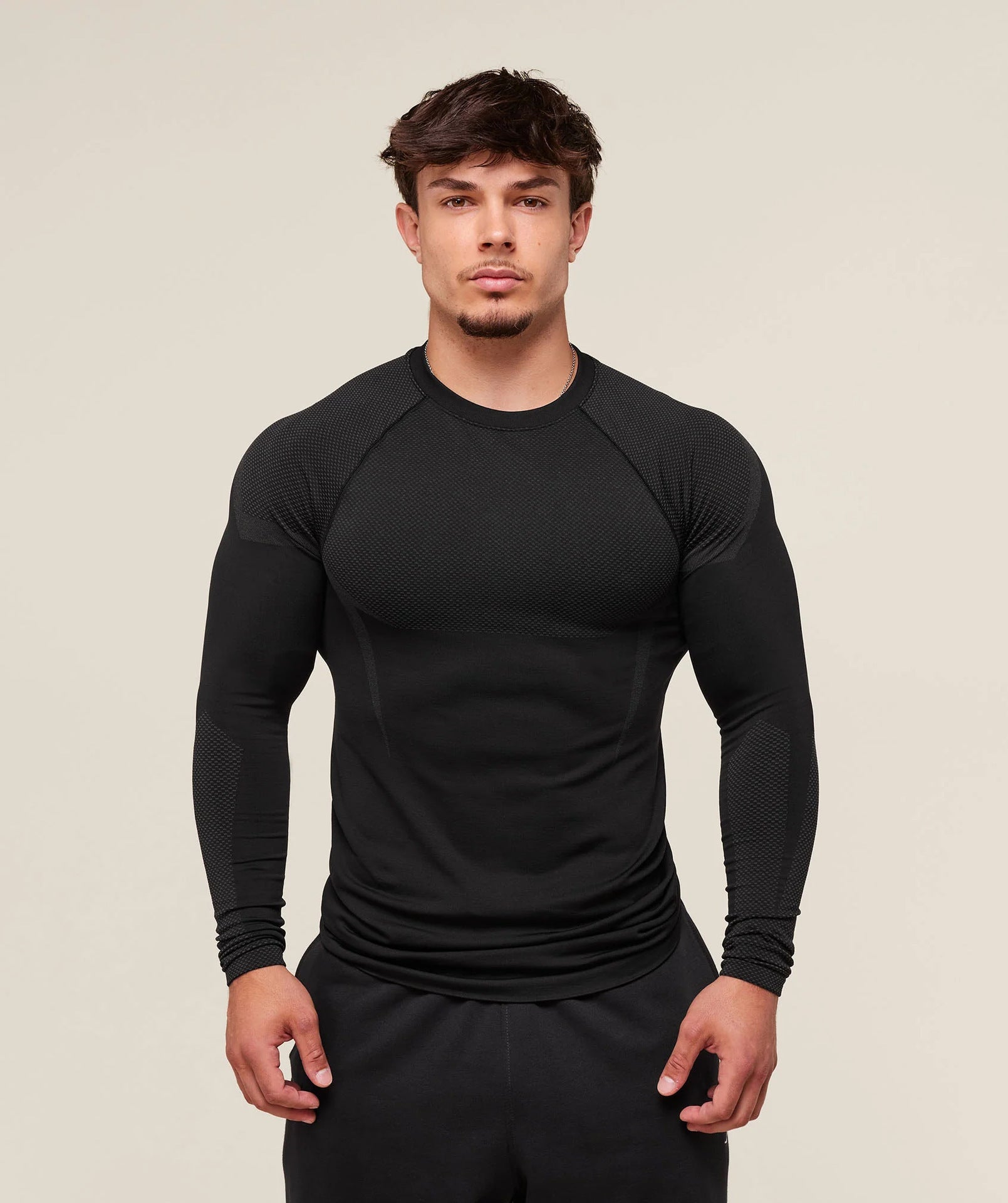 Mens Seamless 95%polyester 5%spandex Long Sleeve Shirt 251113
