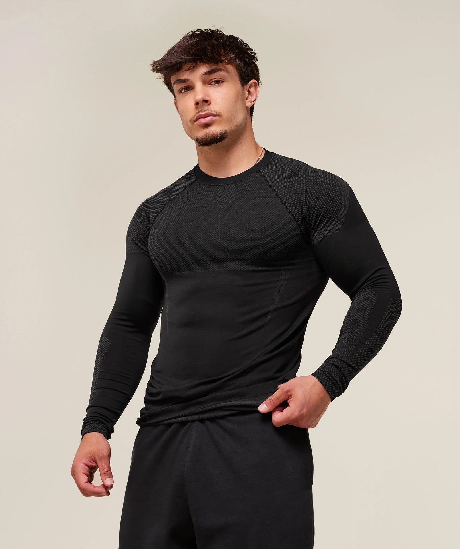Mens Seamless 95%polyester 5%spandex Long Sleeve Shirt 251113