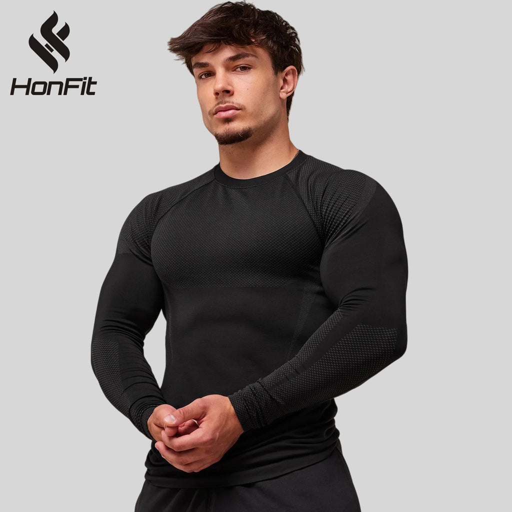 Mens Seamless 95%polyester 5%spandex Long Sleeve Shirt 251113