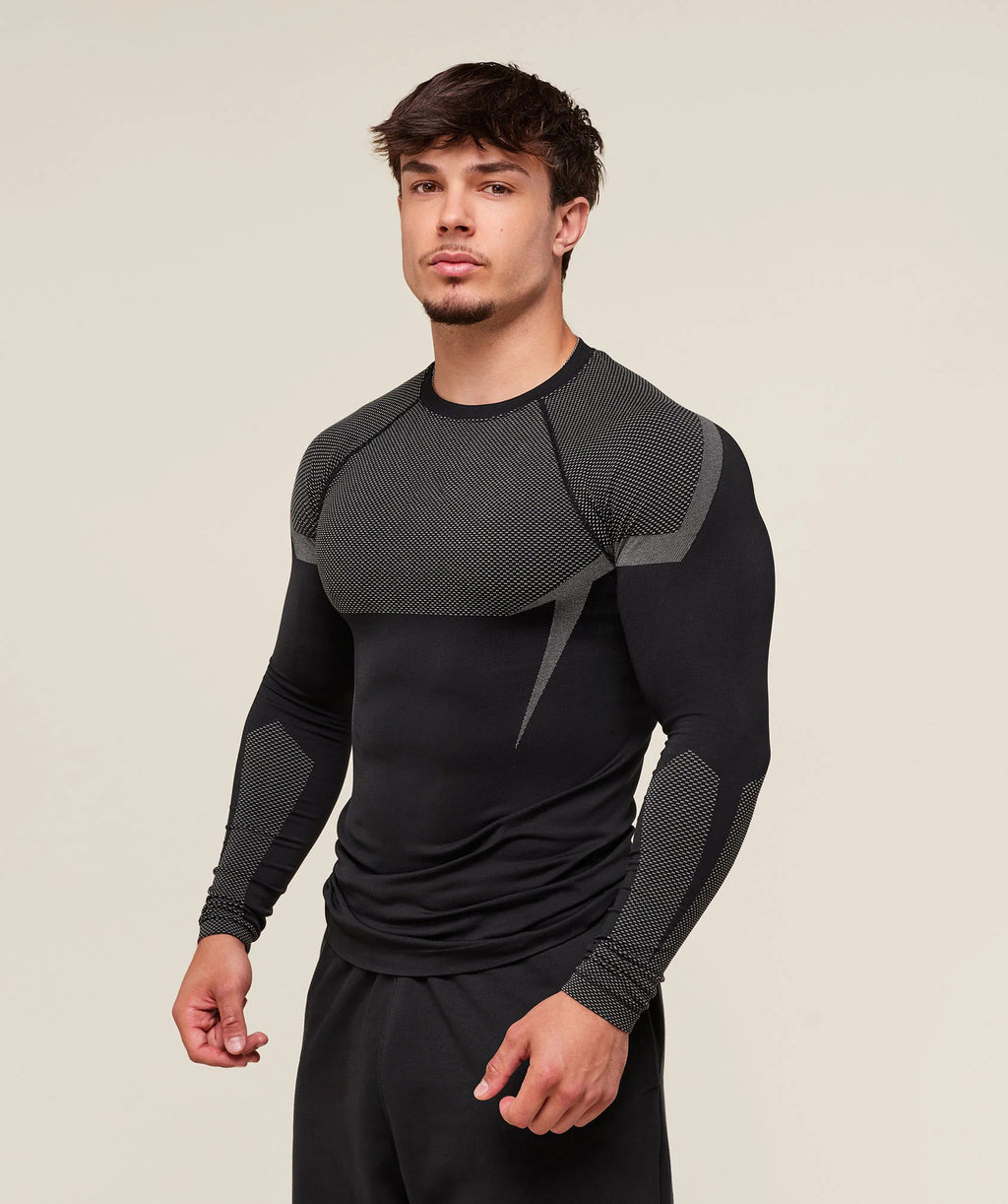 Mens Seamless 95%polyester 5%spandex Long Sleeve Shirt 251113