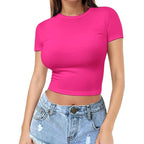 Womens Fitness Workout 95%polyester 5%spandex Baby Tee 2568 print logo 38