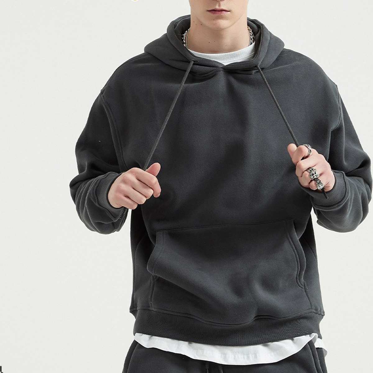 Mens Streetwear Oversized 58% Polyester 42% Cotton Hoodie Set - hoodie print logo 5