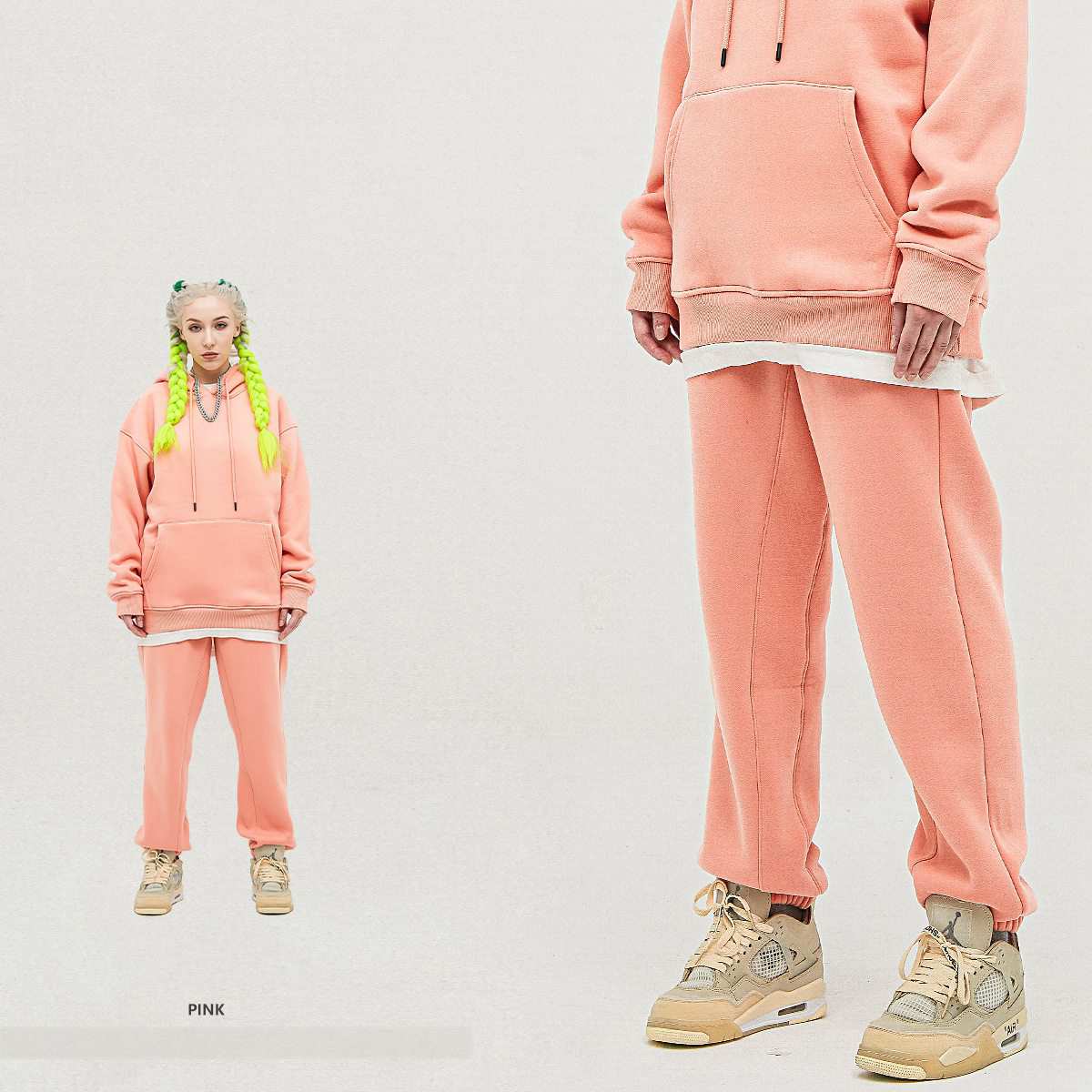 Mens Streetwear Oversized 58% Polyester 42% Cotton Hoodie Set print logo 87