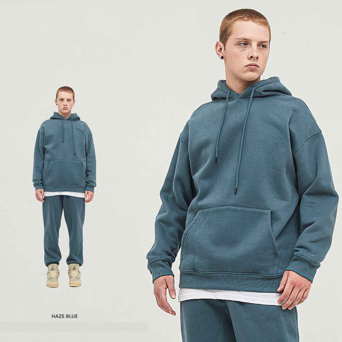 Mens Streetwear Oversized 58% Polyester 42% Cotton Hoodie Set - hoodie print logo 61