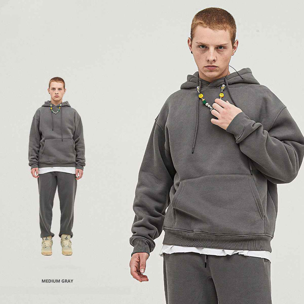 Mens Streetwear Oversized 58% Polyester 42% Cotton Hoodie Set - hoodie print logo 58