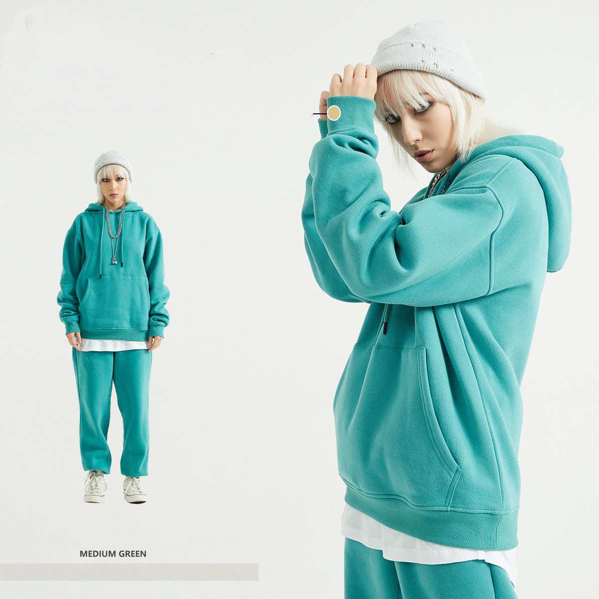 Mens Streetwear Oversized 58% Polyester 42% Cotton Hoodie Set print logo 72