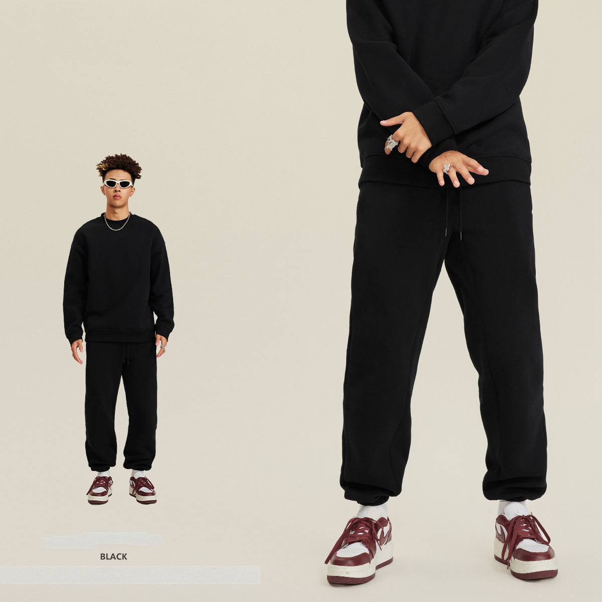 Mens Streetwear Oversized 58% Polyester 42% Cotton Hoodie Set print logo 89