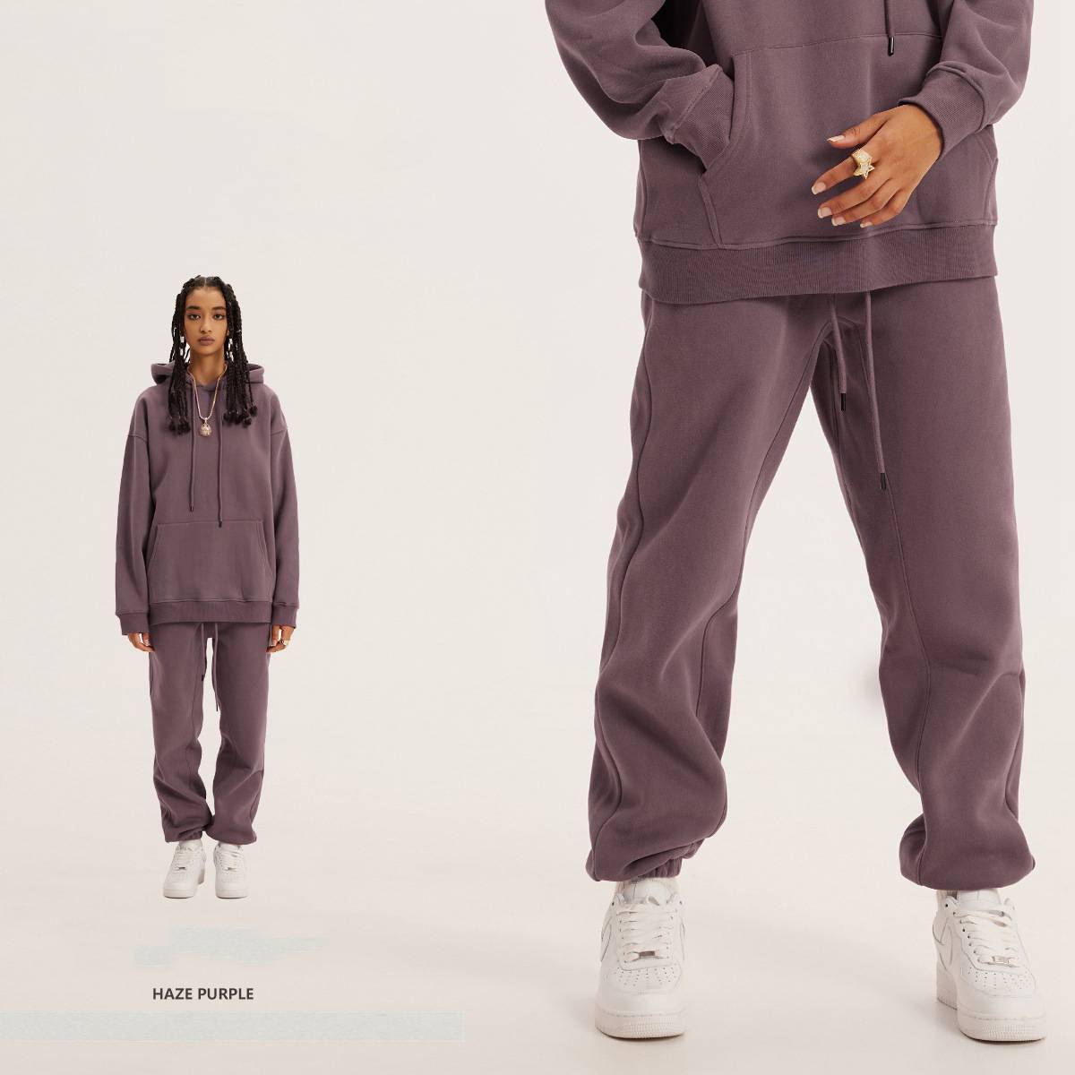 Mens Streetwear Oversized 58% Polyester 42% Cotton Hoodie Set print logo 77