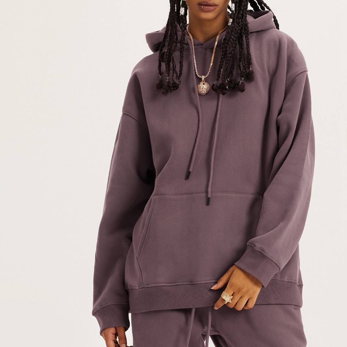 Mens Streetwear Oversized 58% Polyester 42% Cotton Hoodie Set print logo 23