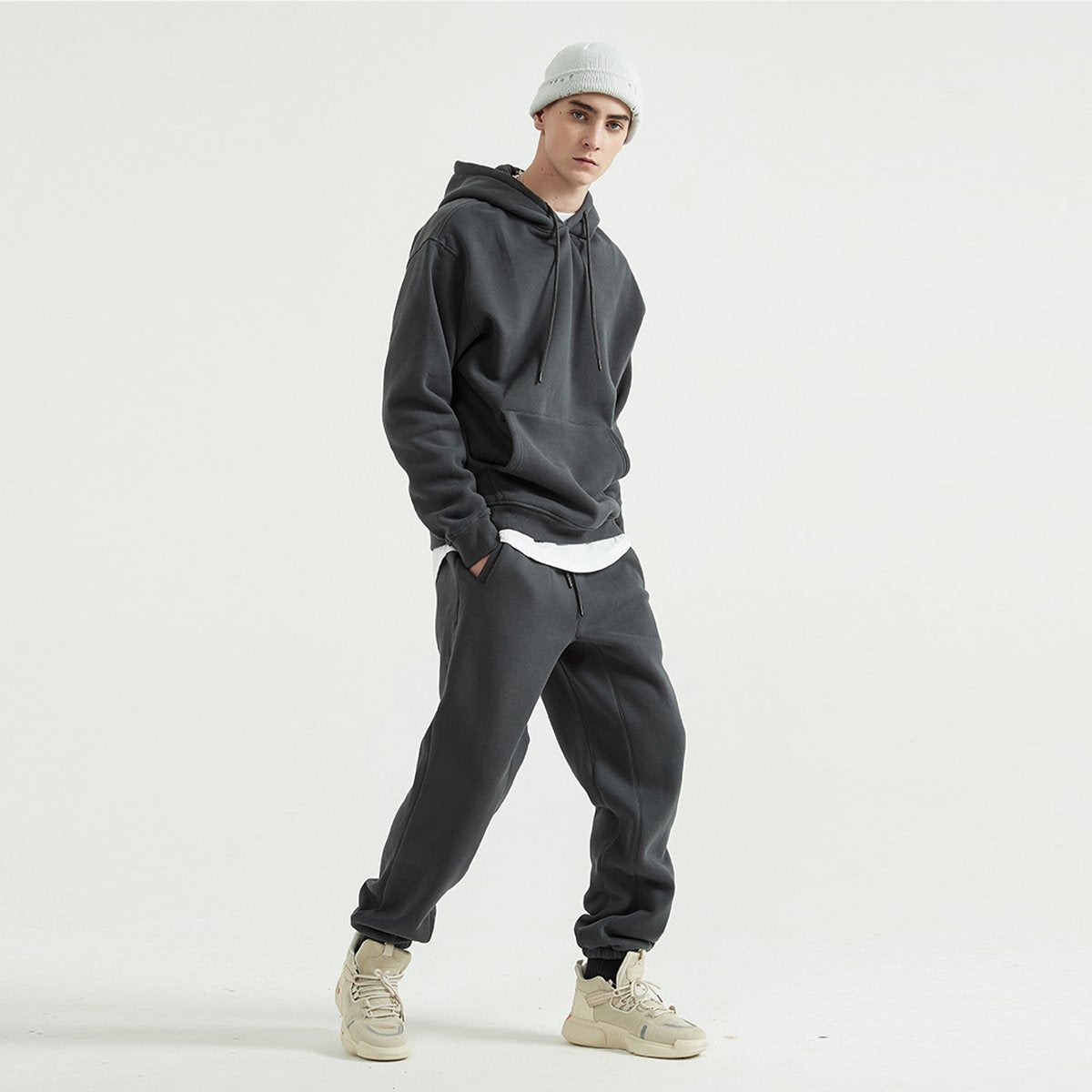 Mens Streetwear Oversized 58% Polyester 42% Cotton Hoodie Set - hoodie print logo 32