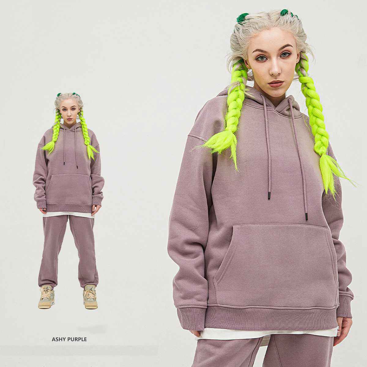 Mens Streetwear Oversized 58% Polyester 42% Cotton Hoodie Set print logo 69