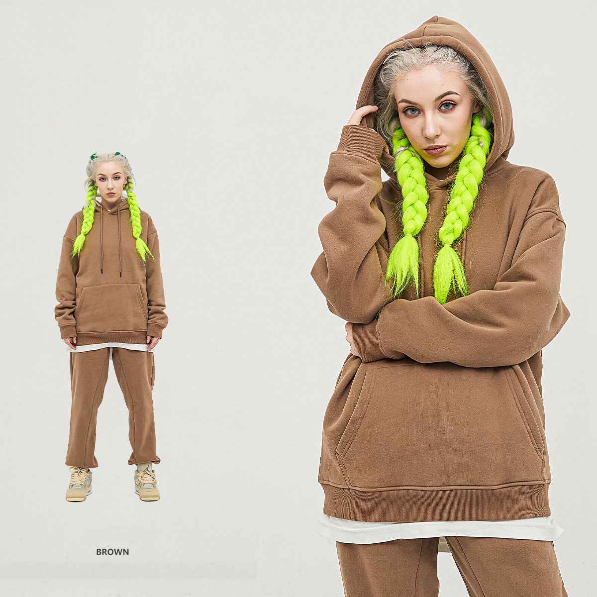 Mens Streetwear Oversized 58% Polyester 42% Cotton Hoodie Set print logo 65