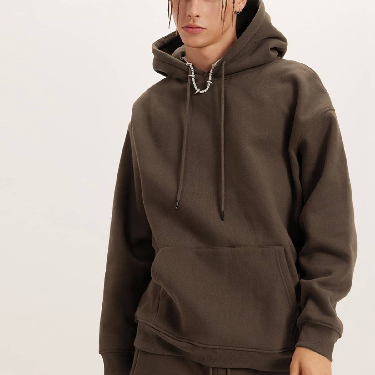 Mens Streetwear Oversized 58% Polyester 42% Cotton Hoodie Set print logo 27
