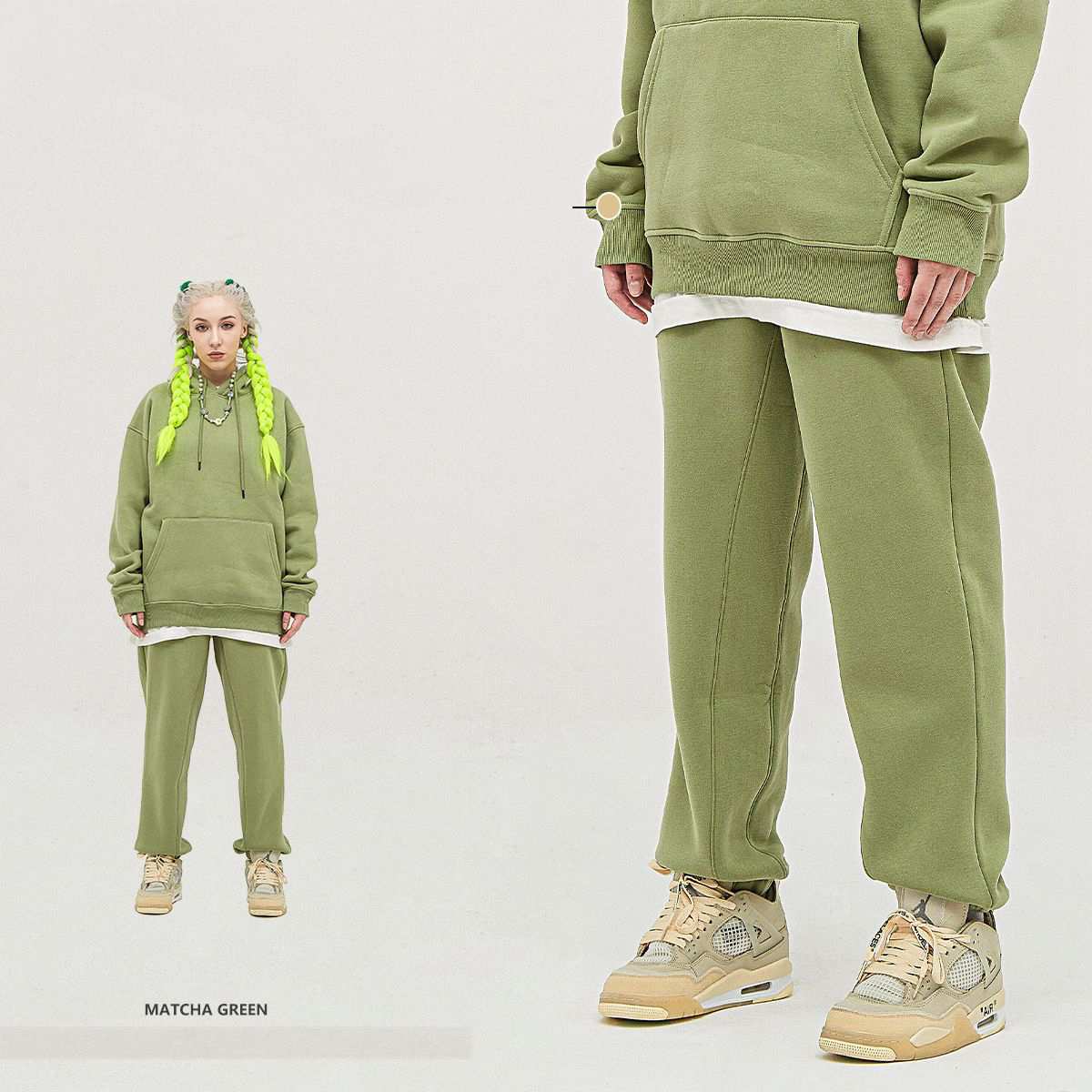 Mens Streetwear Oversized 58% Polyester 42% Cotton Hoodie Set print logo 86