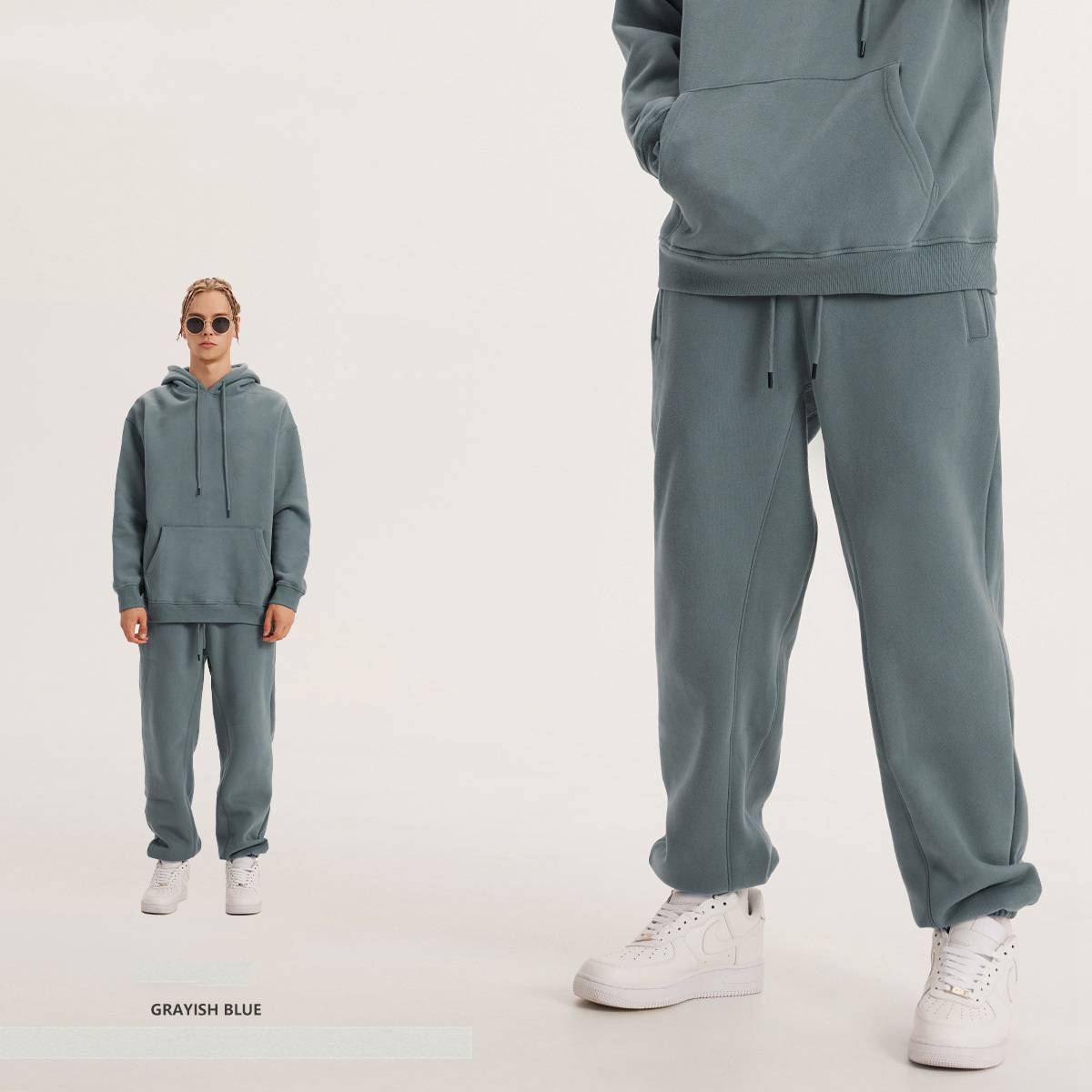 Mens Streetwear Oversized 58% Polyester 42% Cotton Hoodie Set print logo 78
