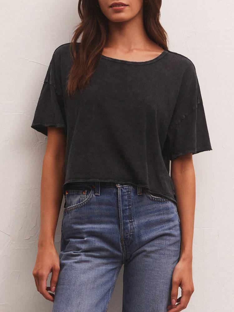 Womens Workout Fitness 100%Cotton Cropped T-shirt 322911 print logo 5