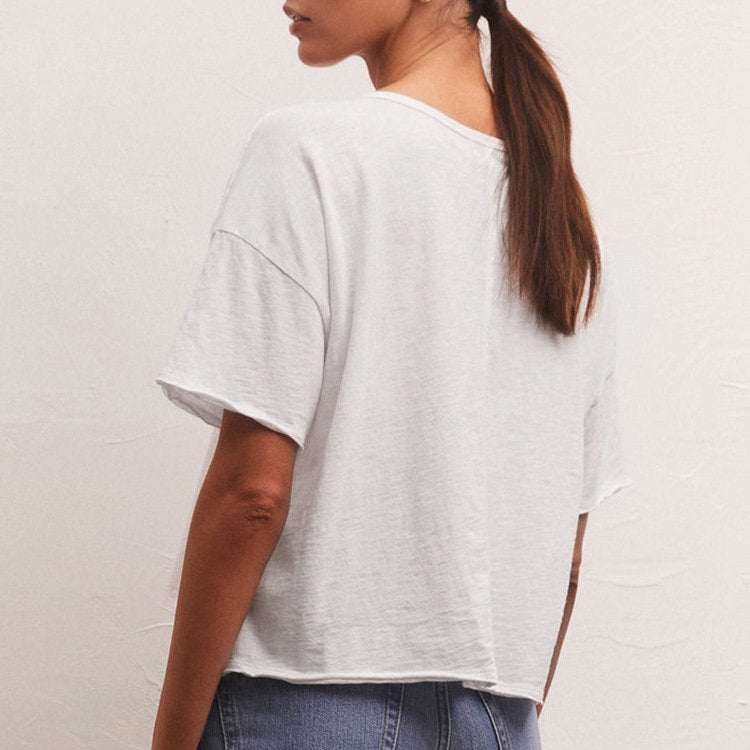 Womens Workout Fitness 100%Cotton Cropped T-shirt 322911 print logo 2