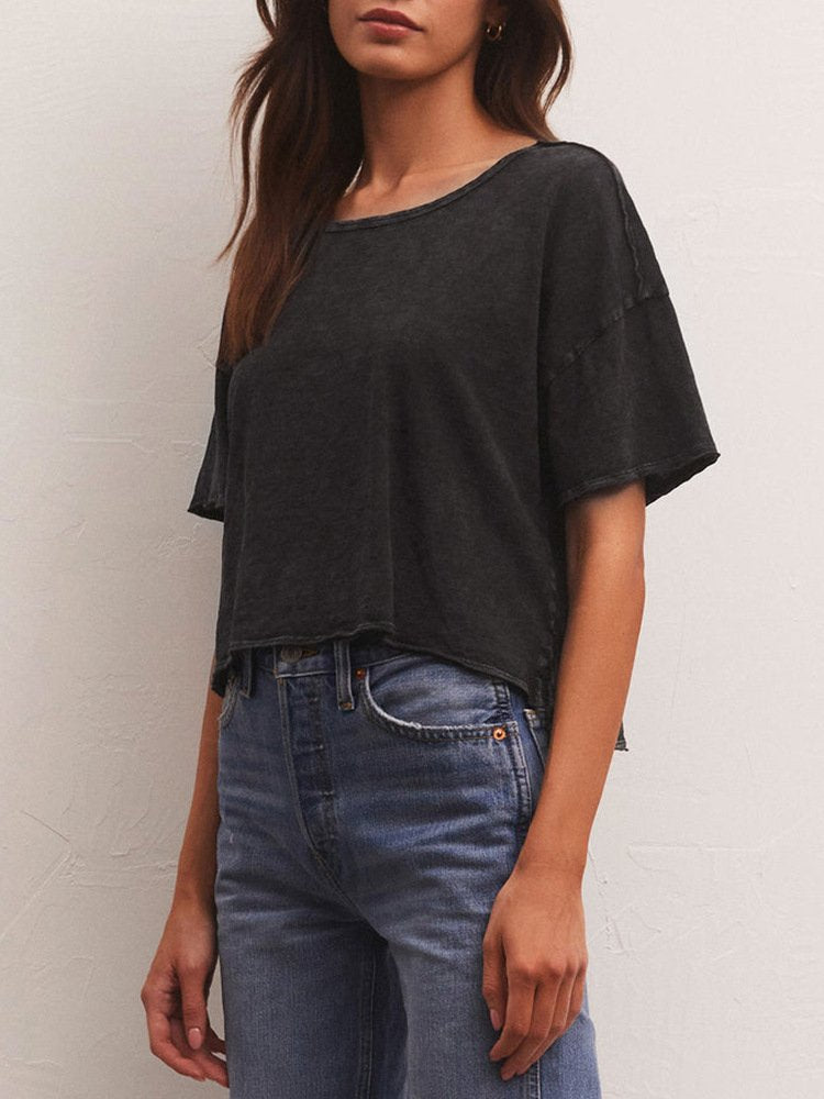 Womens Workout Fitness 100%Cotton Cropped T-shirt 322911 print logo 6