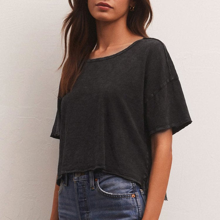 Womens Workout Fitness 100%Cotton Cropped T-shirt 322911 print logo 12