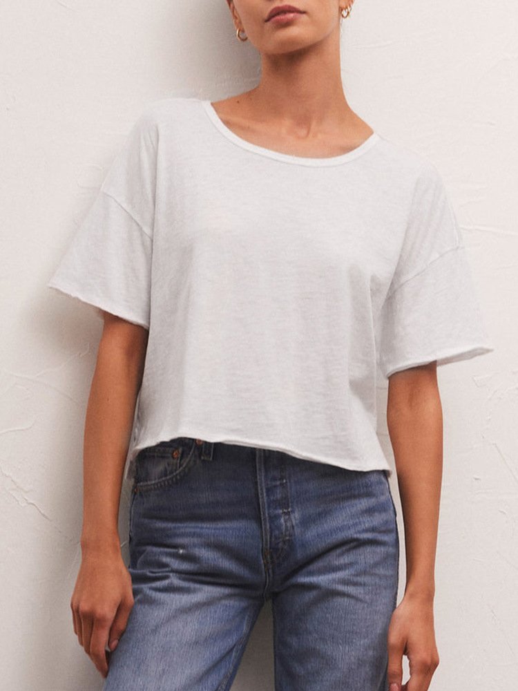 Womens Workout Fitness 100%Cotton Cropped T-shirt 322911 print logo 8