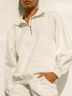 Womens Casual Oversized 57%Cotton 43%Polyester Half zip Sweatshirt 326263WWF print logo 9