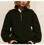 Womens Casual Oversized 57%Cotton 43%Polyester Half zip Sweatshirt 326263WWF print logo 33