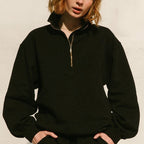 Womens Casual Oversized 57%Cotton 43%Polyester Half zip Sweatshirt 326263WWF print logo 14