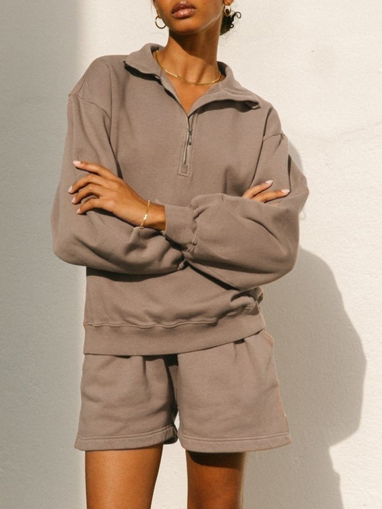 Womens Casual Oversized 57%Cotton 43%Polyester Half zip Sweatshirt 326263WWF print logo 7