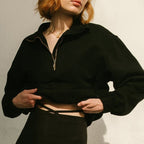 Womens Casual Oversized 57%Cotton 43%Polyester Half zip Sweatshirt 326263WWF print logo 15