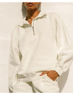 Womens Casual Oversized 57%Cotton 43%Polyester Half zip Sweatshirt 326263WWF print logo 27