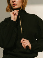 Womens Casual Oversized 57%Cotton 43%Polyester Half zip Sweatshirt 326263WWF print logo 8