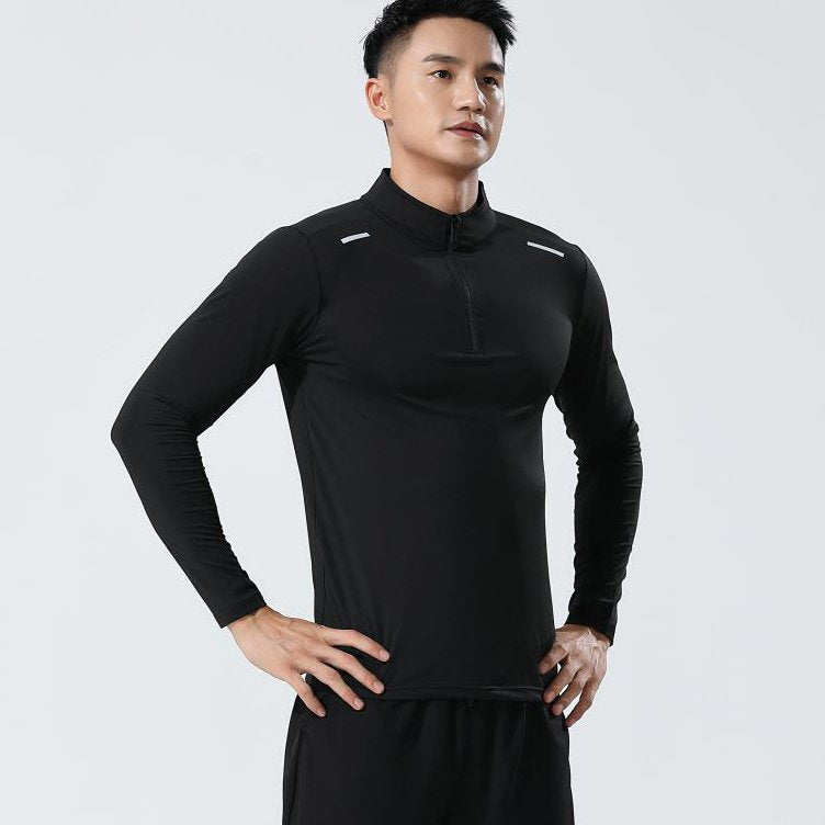 Mens Gym Running 90.3%Polyester   9.7%Spandex Quarter Zip Shirt 3307 print logo 25
