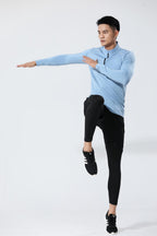 Mens Gym Running 90.3%Polyester   9.7%Spandex Quarter Zip Shirt 3307 print logo 41