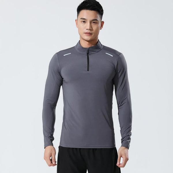 Mens Gym Running 90.3%Polyester   9.7%Spandex Quarter Zip Shirt 3307 print logo 1