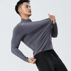 Mens Gym Running 90.3%Polyester   9.7%Spandex Quarter Zip Shirt 3307 print logo 21